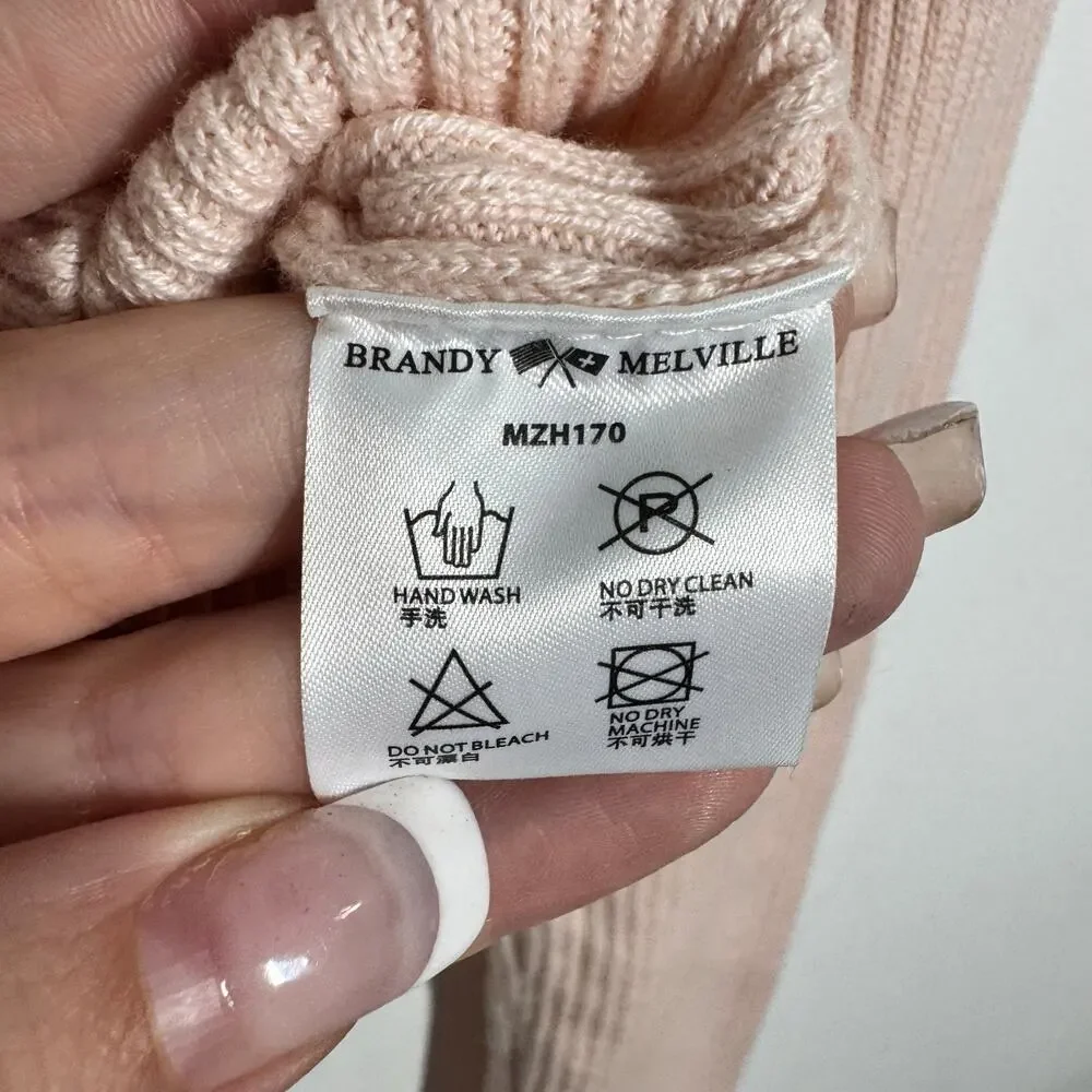 Brandy Melville John Galt Brett Sweater‎ Women S Light Pink Ribber Cotton Blend